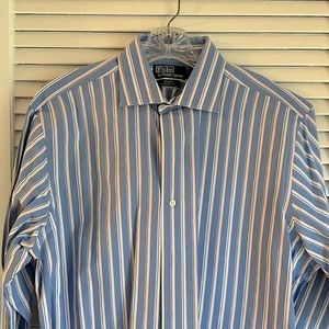 Polo by Ralph Lauren Regent Classic Fit Dress Shirt, Blue & Pink Stripe, 15.5 L